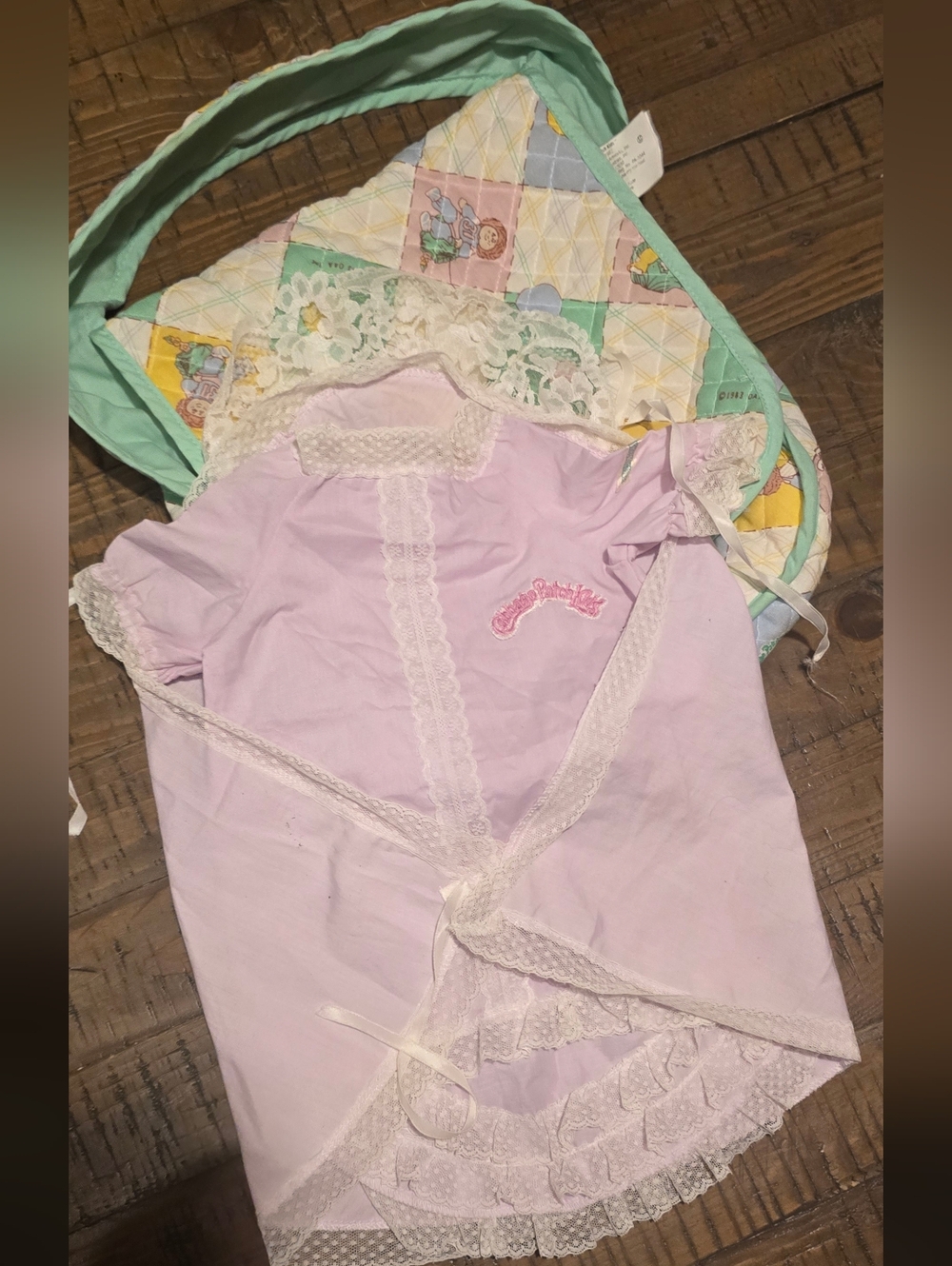 Cabbage Patch Kids Lilac Lavender Layette Sleep Gown Lace Diaper Bag Clothes
